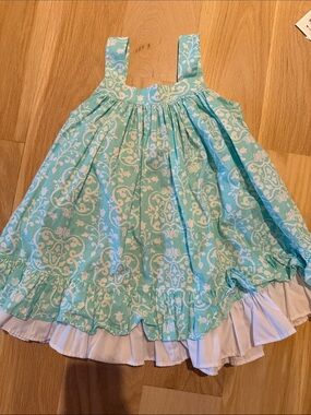 Kelly's Kids Aqua & White Patterned Sundress